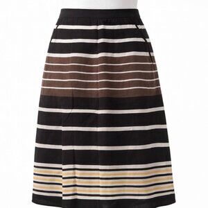Outback Red Striped A-Line Skirt Brown Tan Size 8 Office Casual Lined